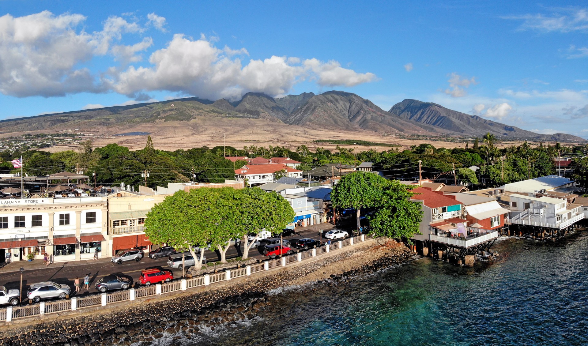 An aerial view of Lahaina on Maui, Hawaii
