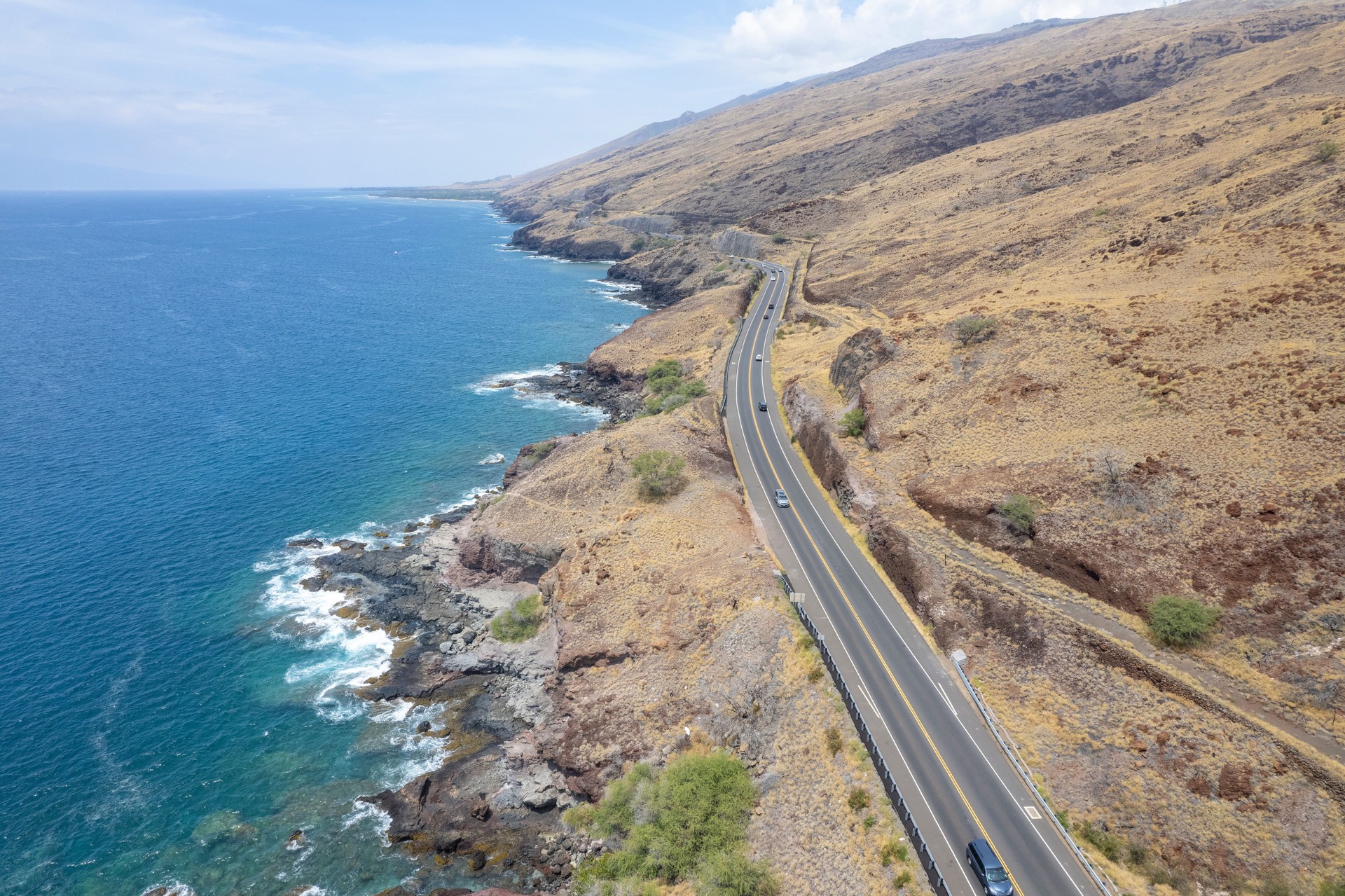 Aerial view of coastal highway, Honoapiilani Highway
